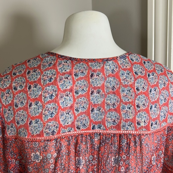 REBECCA TAYLOR Amanda Shirt Print Silk Long Sleeve Blouse Sheer Top Blousr Sz 4 - Picture 8 of 11